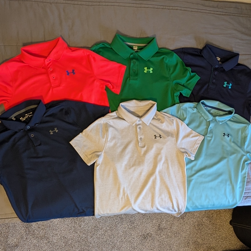 Under Armour Pink and Green Performance Polo Shirt